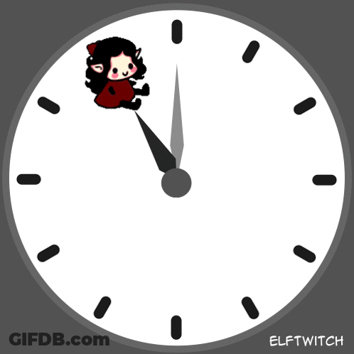 A Clock With A Picture Of An Elf On It And The Word Elf Witch Below It GIF