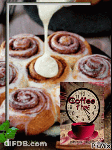 A Clock With The Word Coffee Time On It GIF