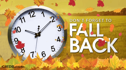 A Clock With The Words " Do N't Forget To Fall Back " On It GIF