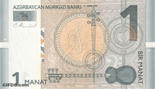 A Close Up Of A 1 Manat Azerbaijani Banknote GIF