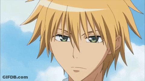 A Close Up Of A Anime Character 'S Face With A Blue Sky In The Background GIF