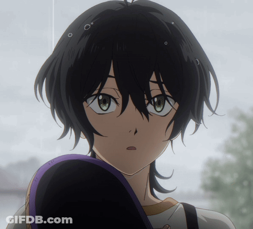 A Close Up Of A Anime Character With Black Hair GIF