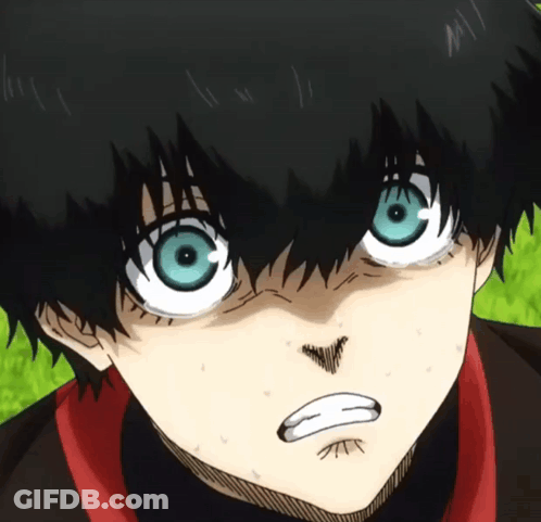 A Close Up Of A Anime Character With Blue Eyes GIF