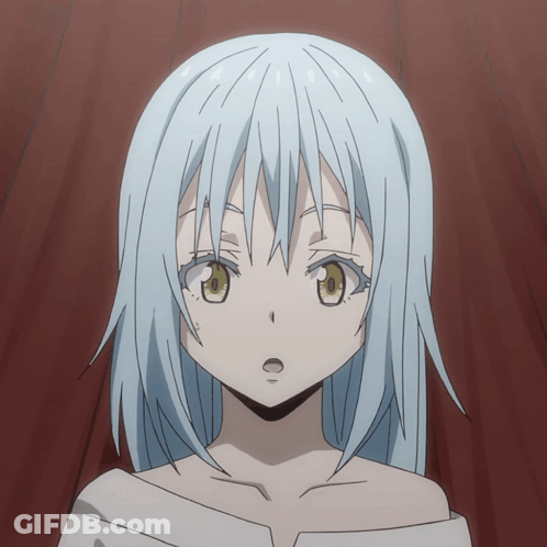 A Close Up Of A Anime Character With Blue Hair GIF