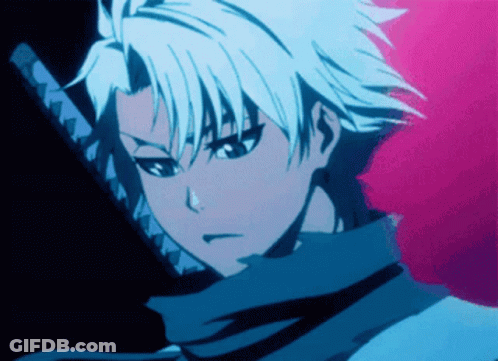 A Close Up Of A Anime Character With White Hair GIF
