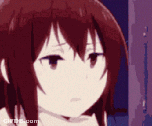 A Close Up Of A Anime Girl 'S Face With A Purple Background GIF