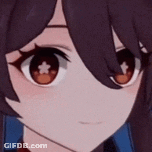 A Close Up Of A Anime Girl 'S Face With A Star In Her Eyes . GIF