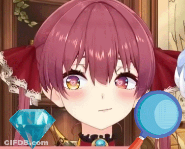 A Close Up Of A Anime Girl With A Magnifying Glass And A Diamond GIF