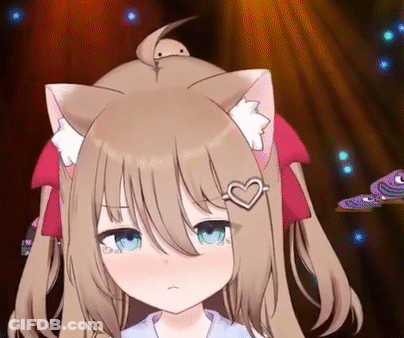 Anime Girl With Cat Ears And Heart Hair GIF