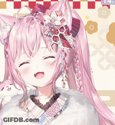 A Close Up Of A Anime Girl With Pink Hair GIF