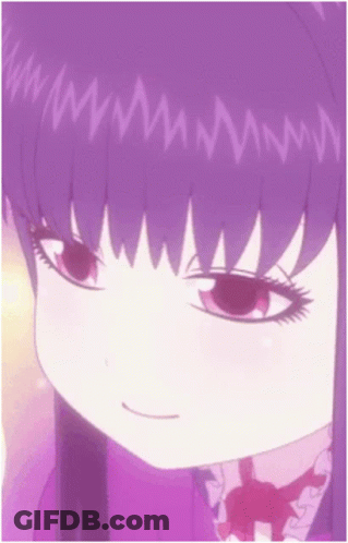 A Close Up Of A Anime Girl With Purple Hair GIF