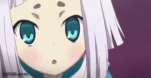A Close Up Of A Anime Girl With White Hair And Blue Eyes Looking At The Camera . GIF