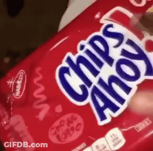 A Close Up Of A Bag Of Chips Ahoy Candy GIF