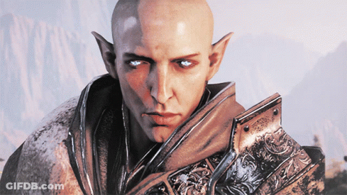 A Close Up Of A Bald Man With A Sword And A Shield GIF