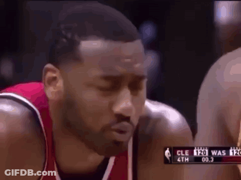 A Close Up Of A Basketball Player 'S Face During A Game Against The Cleveland Cavaliers GIF