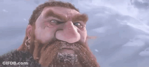 A Close Up Of A Bearded Man 'S Face With A Snowy Nose . GIF