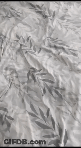 A Close Up Of A Bedspread With A Leafy Pattern GIF