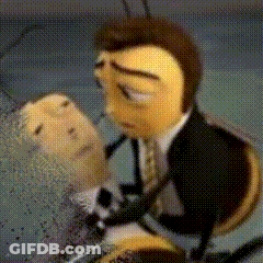 A Close Up Of A Bee In A Suit Looking At Another Bee . GIF
