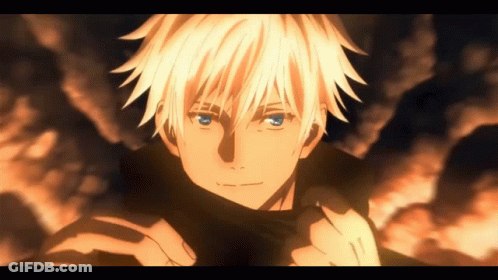 A Close Up Of A Blonde Anime Character With Blue Eyes . GIF