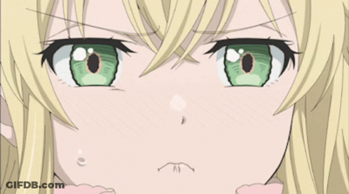 A Close Up Of A Blonde Anime Girl 'S Eyes GIF