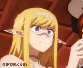 A Close Up Of A Blonde Anime Girl With Elf Ears Looking At Something . GIF