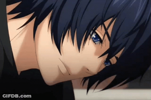 A Close Up Of A Blue Eyed Anime Character GIF