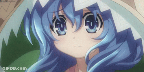 A Close Up Of A Blue Haired Anime Character With A White Hat GIF