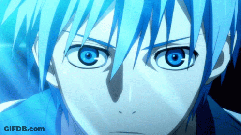 A Close Up Of A Blue Haired Anime Character With Blue Eyes GIF