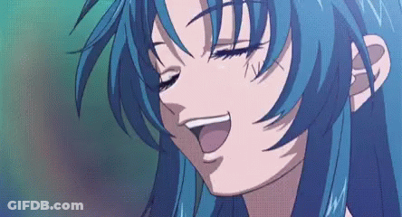 A Close Up Of A Blue Haired Anime Character With Her Eyes Closed GIF