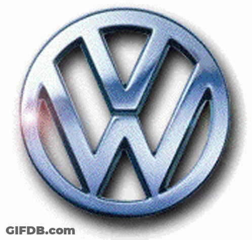 A Close Up Of A Blue Vw Logo On A White Background GIF