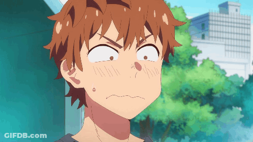 A Close Up Of A Boy Making A Funny Face With His Eyes Closed GIF