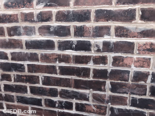 A Close Up Of A Brick Wall With A Few White Bricks GIF