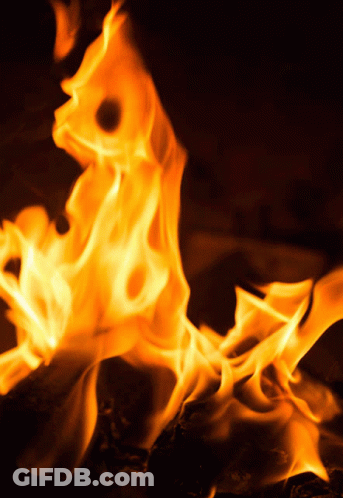 A Close Up Of A Burning Fire With A Black Background GIF