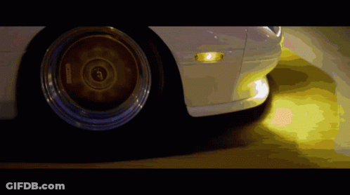 A Close Up Of A Car 'S Wheel With A Sticker On It That Says ' Bbs ' GIF