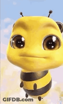 A Close Up Of A Cartoon Bee With Big Eyes And A Smile On Its Face . GIF