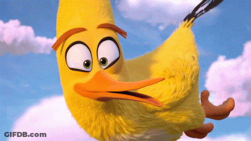 A Close Up Of A Cartoon Bird With A Surprised Look On His Face GIF