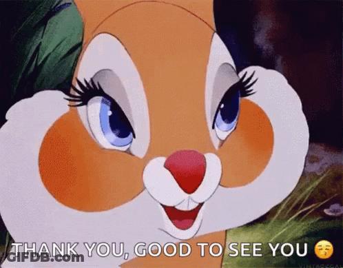 A Close Up Of A Cartoon Bunny Saying Thank You GIF