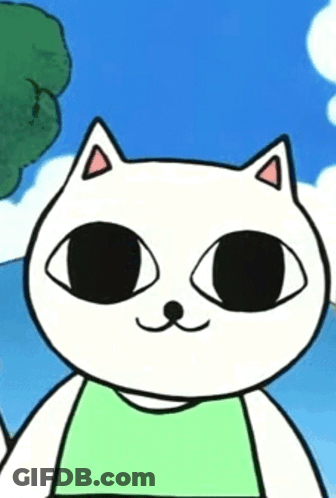A Close Up Of A Cartoon Cat Wearing A Green Top GIF