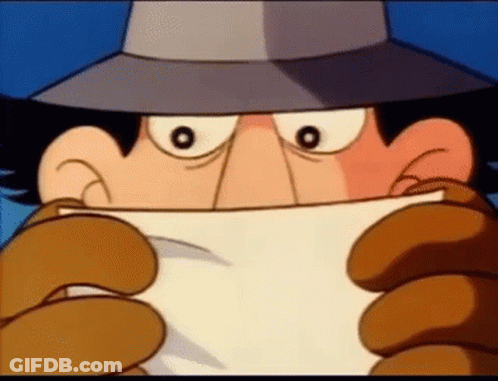 A Close Up Of A Cartoon Character Holding A Piece Of Paper In Front Of His Face . GIF