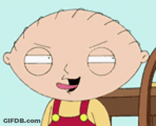 A Close Up Of A Cartoon Character Named Stewie From The Family Guy GIF