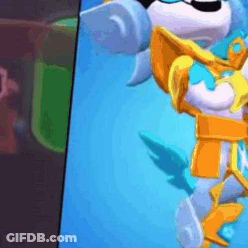 A Close Up Of A Cartoon Character On A Blue Screen GIF