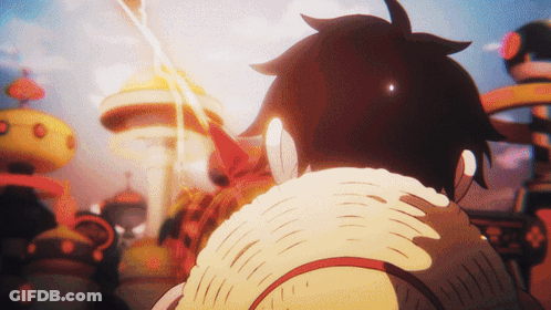 A Close Up Of A Cartoon Character 'S Back With A Blurred Background GIF