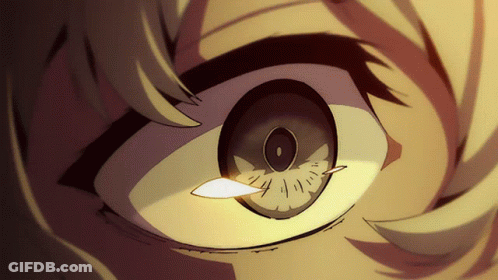 A Close Up Of A Cartoon Character 'S Eye With A Clock On It GIF
