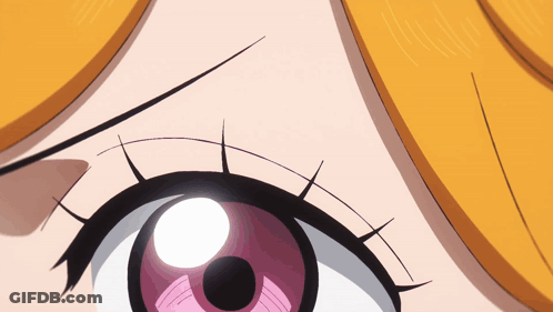 Close Up Of Cartoon Character's Pink Pupil Eye GIF