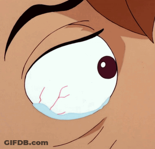 A Close Up Of A Cartoon Character 'S Eye With A Tear Running Down It GIF