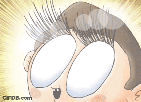 A Close Up Of A Cartoon Character 'S Eyes With A Yellow Background GIF