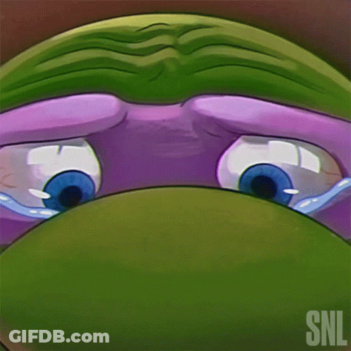 A Close Up Of A Cartoon Character 'S Eyes With The Snl Logo In The Background GIF