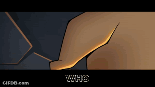 A Close Up Of A Cartoon Character 'S Eyes With The Word Who Below GIF