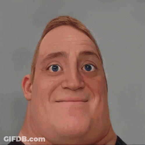 A Close Up Of A Cartoon Character 'S Face Against A Blue Background GIF