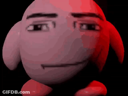 A Close Up Of A Cartoon Character 'S Face In A Dark Room With A Red Background . GIF